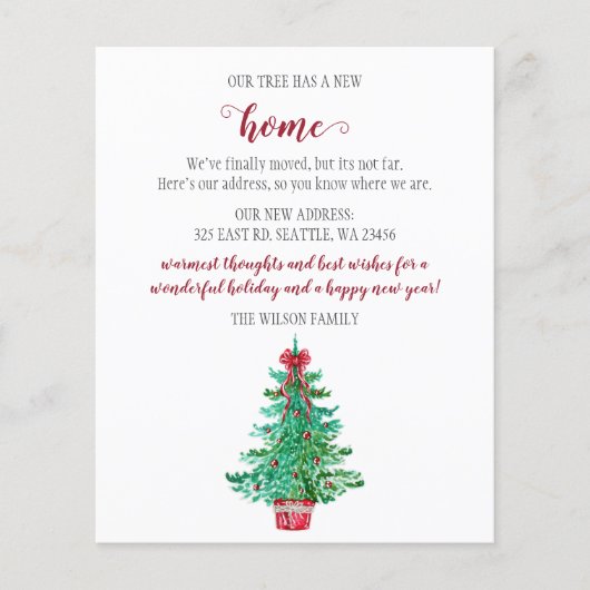 予算クリスマスツリー引っ越しましたホリデーカード (正面)