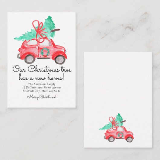 予算クリスマスツリー新しいホームカースクリプト移動 ノートカード (正面/裏面)
