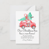 予算クリスマスツリー新しいホームカースクリプト移動 ノートカード (正面)