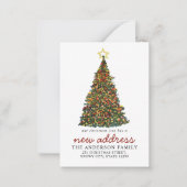 予算クリスマスツリー新しい住所ホリデイ移動 ノートカード (正面)