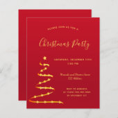 予算クリスマスパーティー赤金ゴールド招モダン待 (正面/裏面)