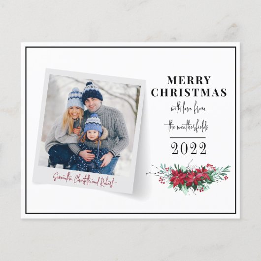 予算クリスマスファミリーフォトグリーティングカード (正面)