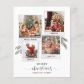 予算クリスマスファミリーフォトコラージュカード (正面)