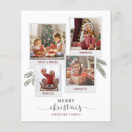 予算クリスマスファミリーフォトコラージュカード (正面)
