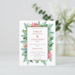 予算クリスマスポインセチアのフレーム結婚式の招待
