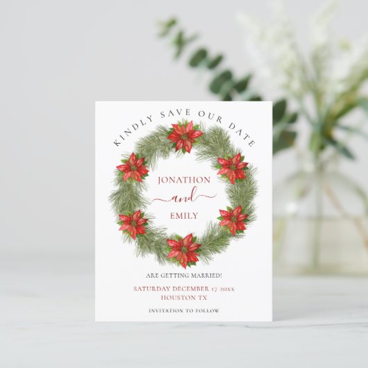 予算クリスマスポインセチア結婚式の日付を保存 (スタンド正面)