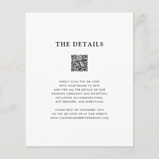 予算クリスマスポインセチアQRコードウェディング招待 (裏面)