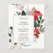 予算クリスマスポインセチアQRコードウェディング招待 (正面)