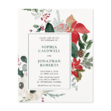 予算クリスマスポインセチアQRコードウェディング招待