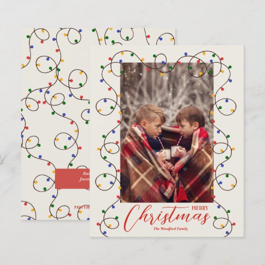 予算クリスマスライトストランドフォトカード (正面/裏面)