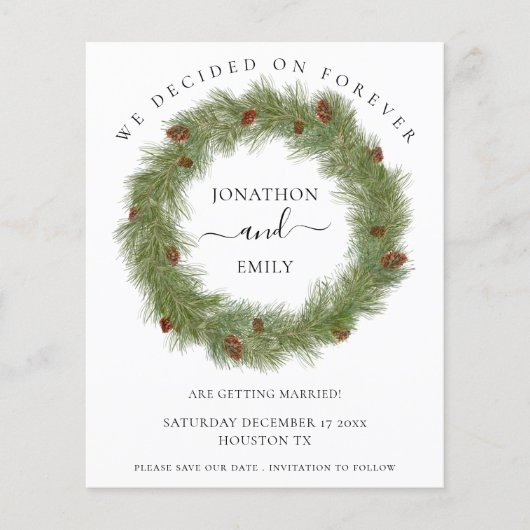 予算クリスマスリースコーンウェディング日付を保存 (正面)