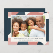 予算クリスマス新年フォトピンクブルーカード (正面/裏面)