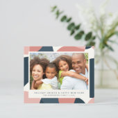 予算クリスマス新年フォトピンクブルーカード (スタンド正面)