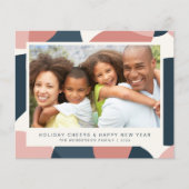 予算クリスマス新年フォトピンクブルーカード (正面)