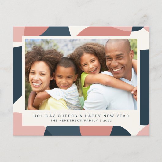 予算クリスマス新年フォトピンクブルーカード (正面)