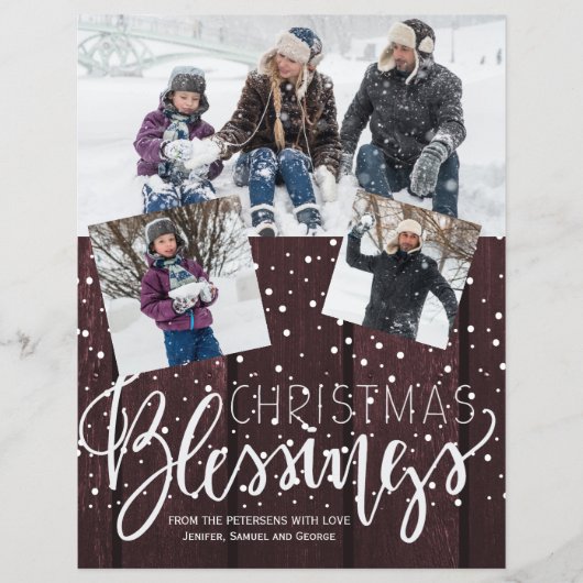 予算クリスマス素朴な木の写真の冬の休日 チラシ (正面)