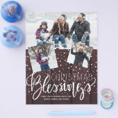 予算クリスマス素朴な木の写真の冬の休日 チラシ (シングル)