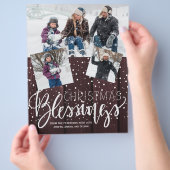 予算クリスマス素朴な木の写真の冬の休日 チラシ (手)