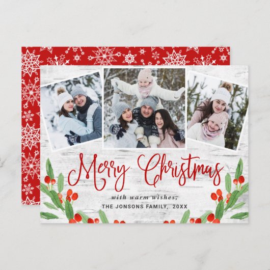 予算クリスマス素朴3 PHOTOグリーティングカード ポストカード (正面/裏面)