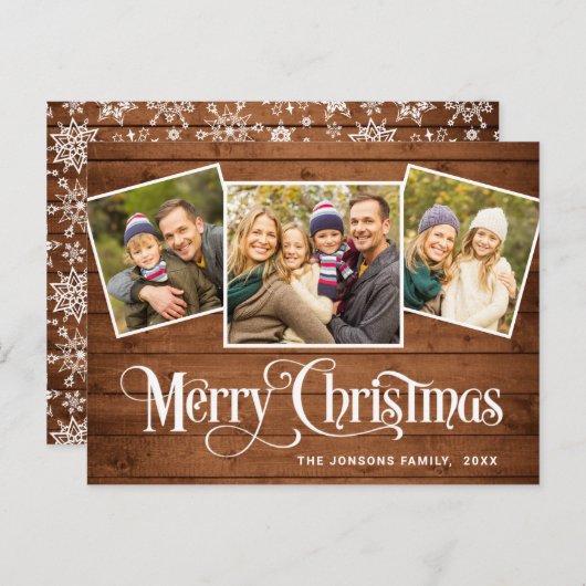 予算クリスマス素朴3 PHOTOグリーティングカード ポストカード (正面/裏面)