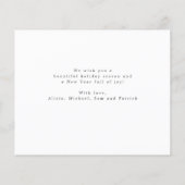 予算クリスマス金ゴールドスクリプトグリーンホリデーカード (裏面)