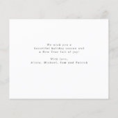 予算クリスマス金ゴールドスクリプト赤いホリデーカード チラシ (裏面)