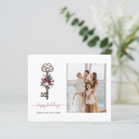 予算クリスマス鍵引っ越しましたフォトホリデーカード (スタンド正面)