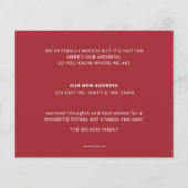 予算クリスマス鍵引っ越しましたフォトホリデーカード (裏面)