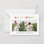 予算クリスマス2写真コラージュ虹カラフル ノートカード (正面)