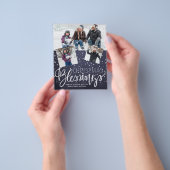 予算クリスマス3 photo collage navy holiday チラシ (手)