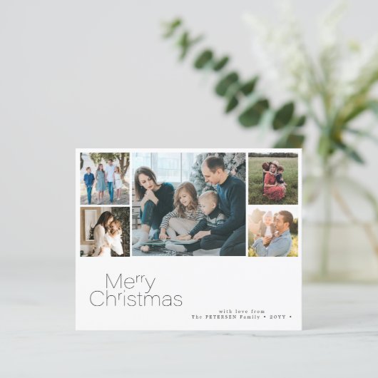 予算クリスマス5写真コラージュのホリデーカード (スタンド正面)