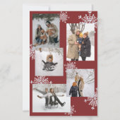 予算クリスマス6写真コラージュ赤いホリデーカード (裏面)
