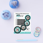 ⭐️予算クリーニングサービスDIYテンプレートティール(緑がかった色)青 チラシ (シングル)