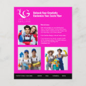 ⭐️予算クリーニングサービスDIYテンプレートピンクブラック チラシ (裏面)