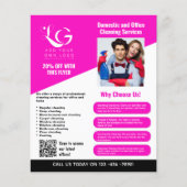 ⭐️予算クリーニングサービスDIYテンプレートピンクブラック チラシ (正面)