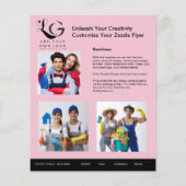 ⭐️予算クリーニングサービスDIYテンプレート赤面ピンク チラシ (裏面)