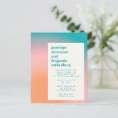 予算グラデーションティール（緑がかった色）ピンク抽象芸術結婚式の招待 (スタンド正面)