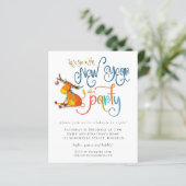 予算グリッターおもしろいディアニューイヤーパーティー招待状 (スタンド正面)