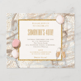 予算グリッターガール40thパーティー誕生日招待状