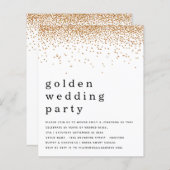予算グリッターゴールデンウェディングパーティー招待状 (正面/裏面)
