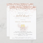 予算グリッターシャンパンブライダルシャワー招待 (正面/裏面)