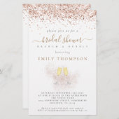 予算グリッターシャンパンブライダルシャワー招待 (正面/裏面)