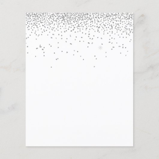 予算グリッターシルバーウェディングパーティー招待状 (裏面)