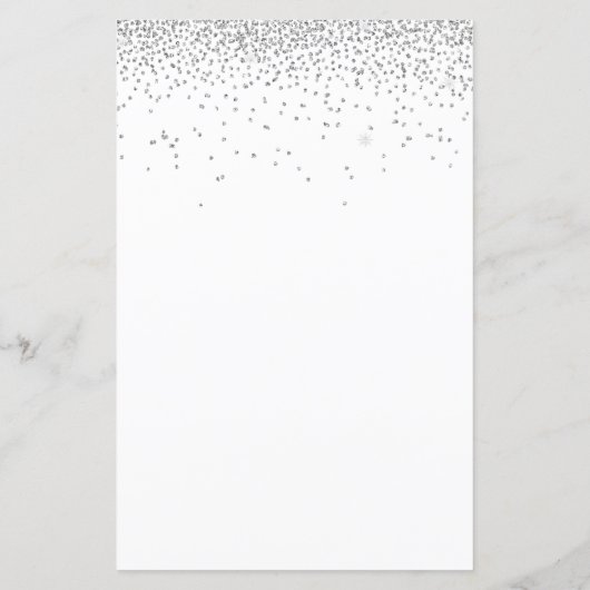 予算グリッターシルバーウェディングパーティー招待状 (裏面)