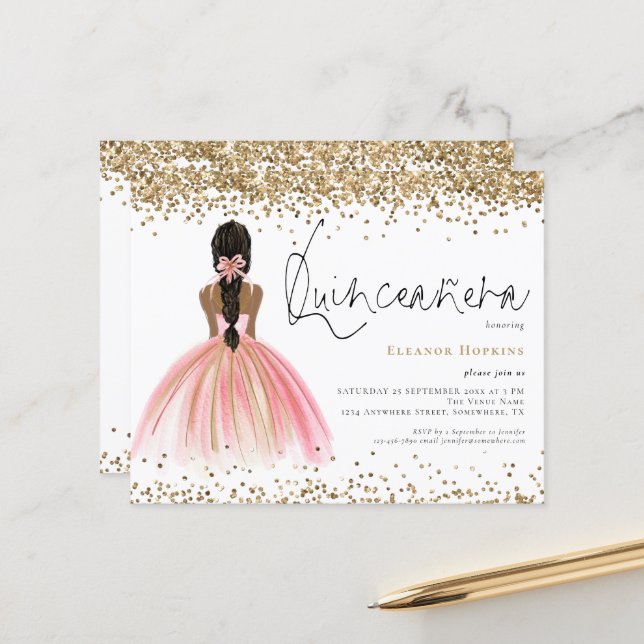 予算グリッターダークヘアピンクガウンキンセアニェラ (正面/裏面インサイチュ)