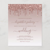 予算グリッタードリップバラ金ゴールド結婚式招待状 (正面)