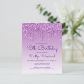 予算グリッタードリップパープル16th誕生日招待状 (スタンド正面)