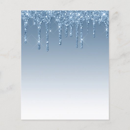 予算グリッタードリップブルーバースデーパーティー招待状 (裏面)