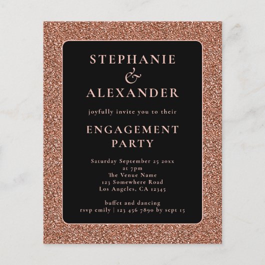 予算グリッターバラ金ゴールドブラック婚約パーティ (正面)