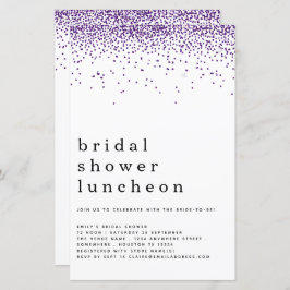 予算グリッターパープルブライダルシャワーランチ招待状